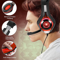Gaming headset with glowing LED lights powered by USB