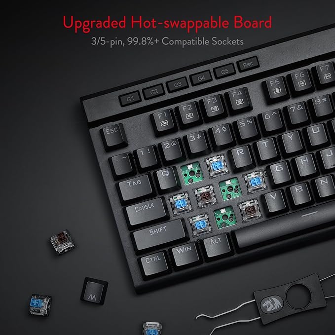 Redragon K580 keyboard with vibrant RGB backlit keys close up