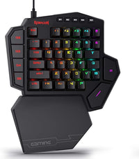 Redragon K585 gaming keypad with colorful RGB lighting close up