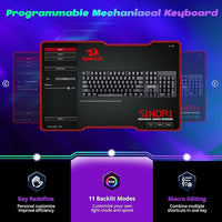 Redragon gaming keyboard front view with backlight