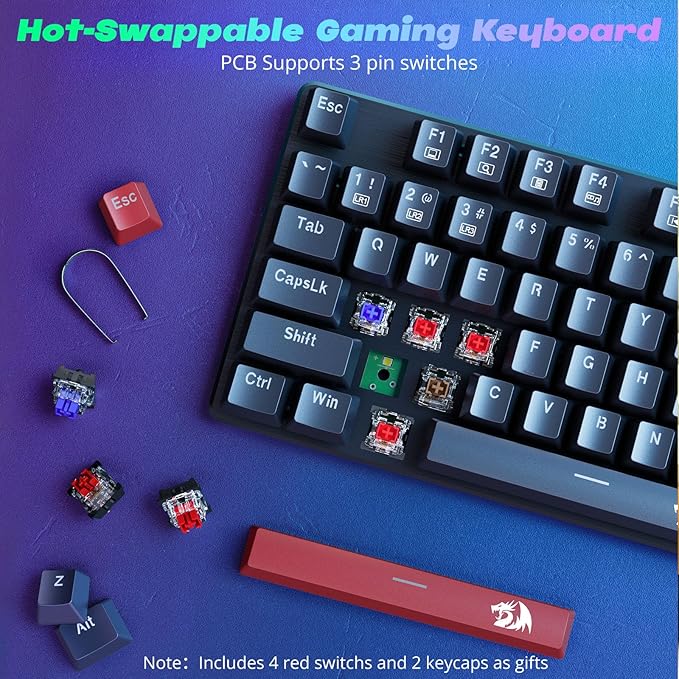 Redragon keyboard PBT keycaps close up