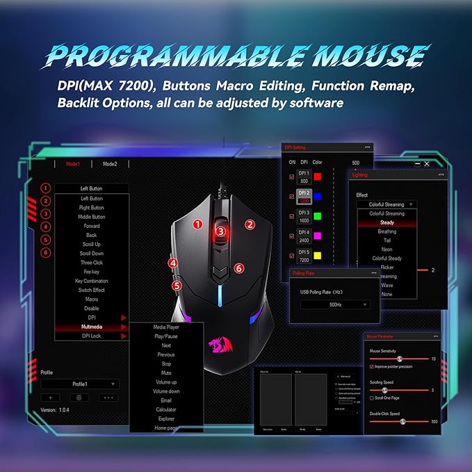 Redragon gaming mouse RGB close up