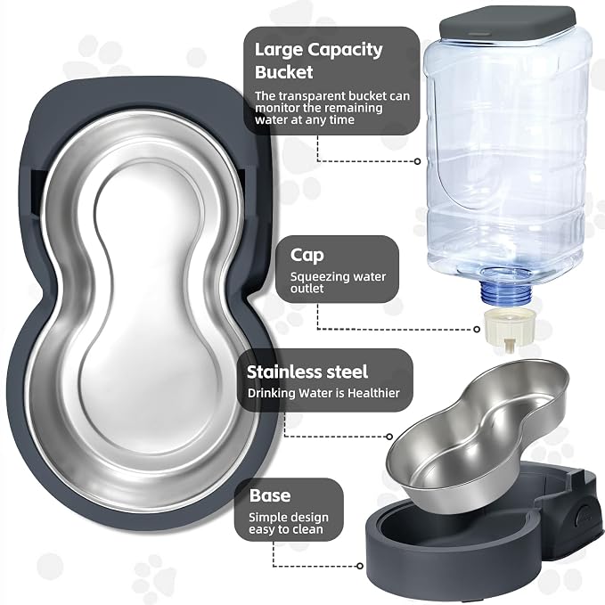 Refillable Large Pet Food And Water Bowl With Non-Slip Base