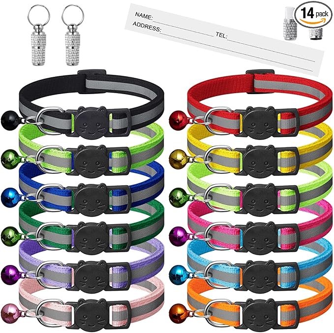 reflective breakaway cat collars 12 pack with bells