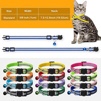 Cat collar with reflective-style strip and bell
