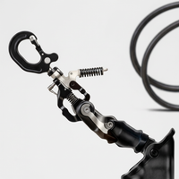 Reflective-style thread detail on a black rope leash