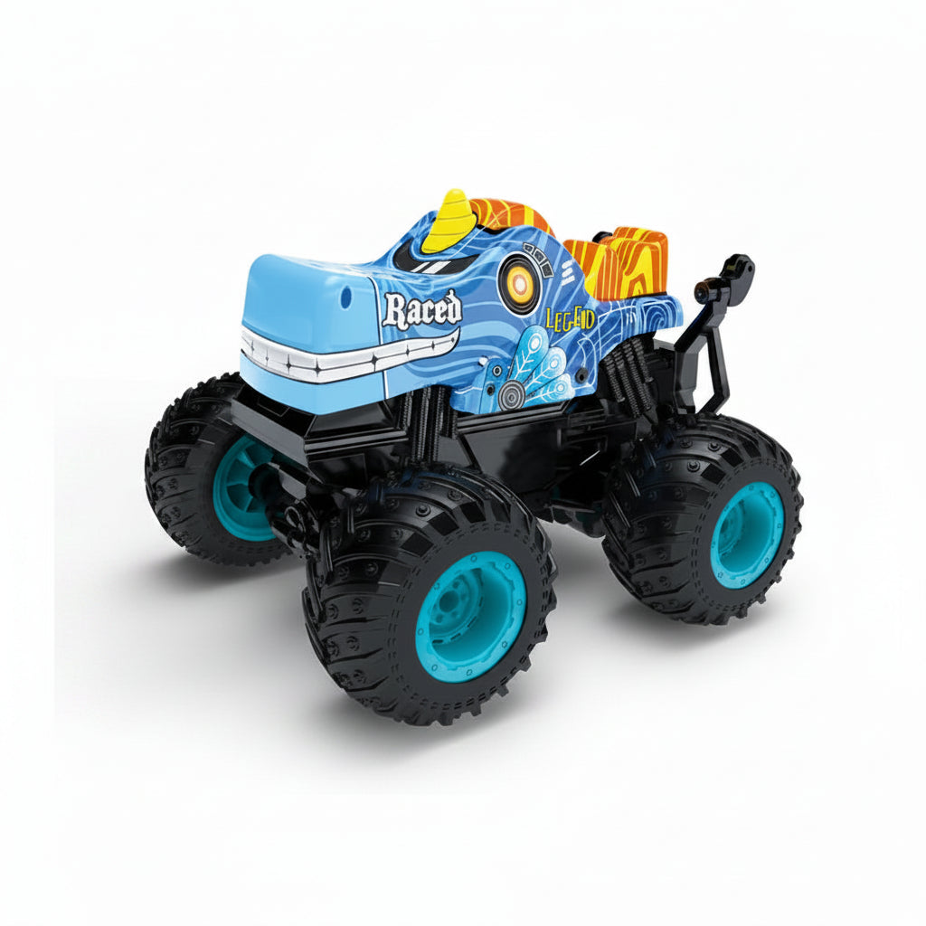 Remote control cartoon stunt car in blue