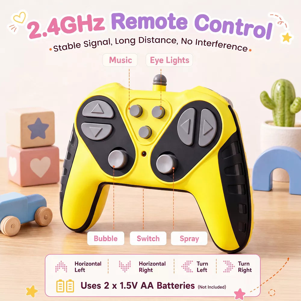 Remote control crab toy displayed alongside its compatible wireless controller.