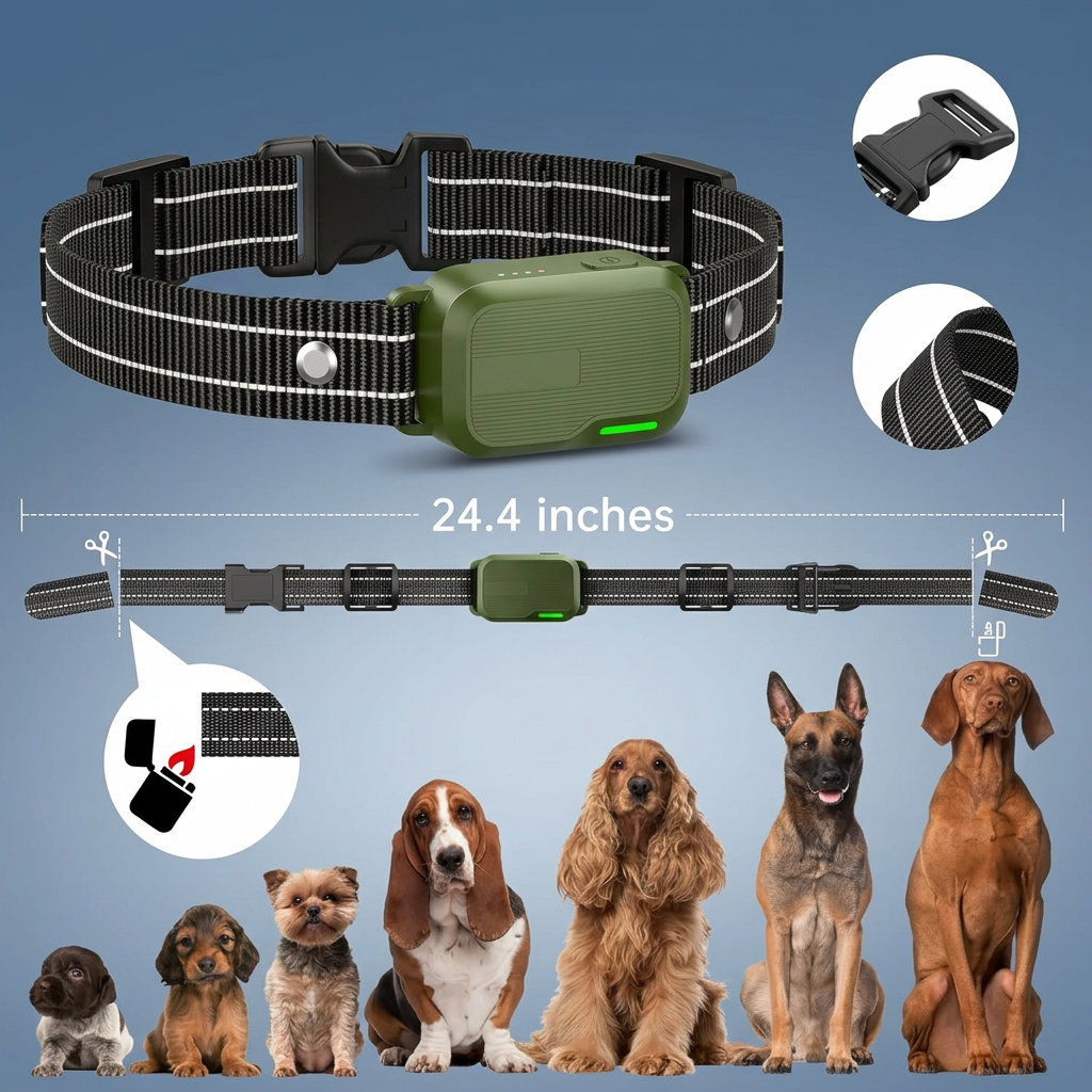 Dual-channel remote control dog training collar, adjustable for two dogs