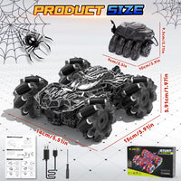 Remote control double-sided stunt car with lights and 360 degree spins