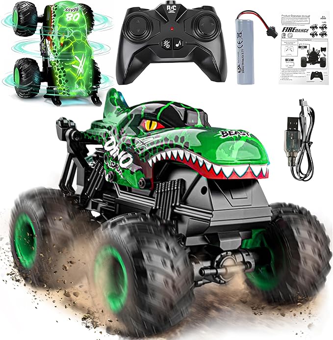 Remote control monster truck with light, music, and drifting for kids