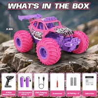 Remote control monster truck with LED headlight and rechargeable battery