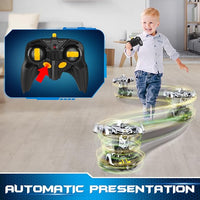 Remote control police car transforming to robot with lights