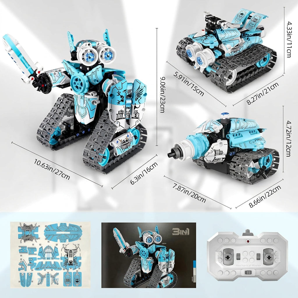 Remote control RC robot toy displayed during an interactive play activity.