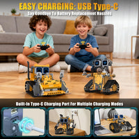 Remote control STEM robot building set with multiple model options and colorful construction pieces