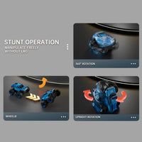 Remote control toy car with LED lighting and stunt functions