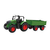 Remote control tractor toy with trailer and loader for kids farm vehicle play