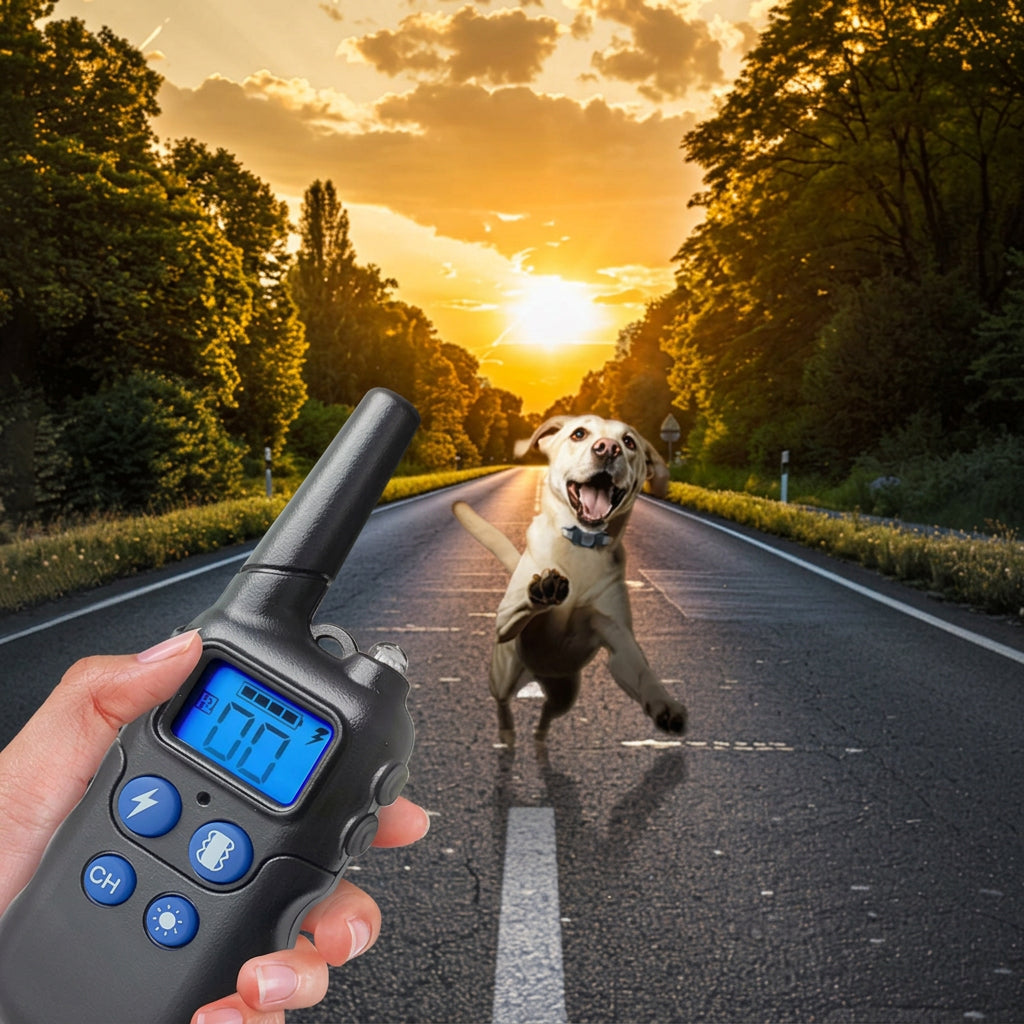 Remote dog training collar with adjustable design for supervised outdoor training