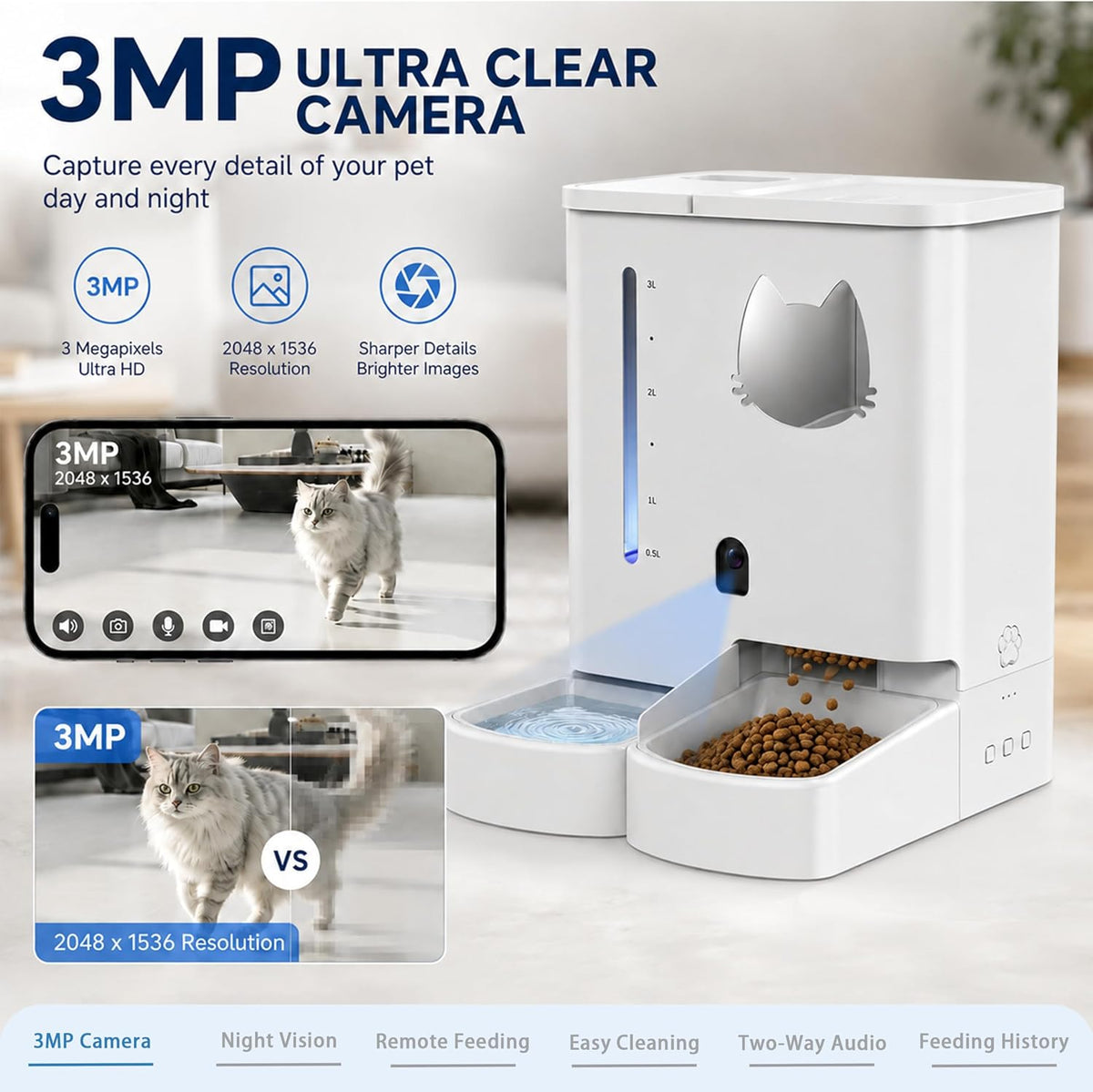 Remote pet feeding device with camera and automatic food dispenser