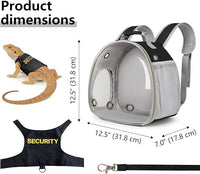 Reptile Carrier Backpack with Security Harness and Leash Set for Bearded Dragon
