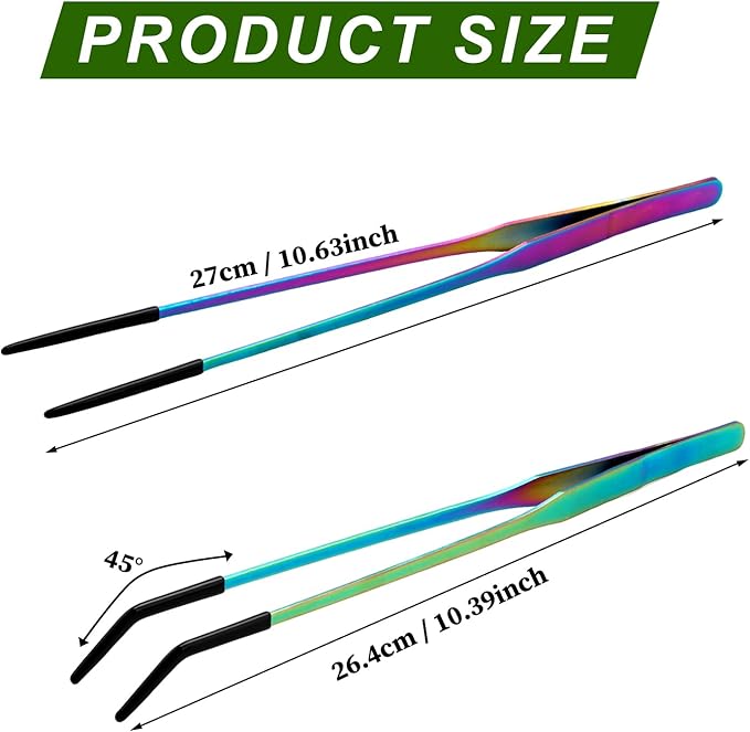 "2-Pack Stainless Steel Feeding Tongs with Rubber Tips for Bearded Dragons and Lizards"