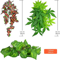 3PCS Reptile Hanging Plants with Suction Cup Terrarium Decoration