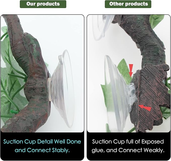 Reptile Tank Corner Decor Branch with Suction Cup