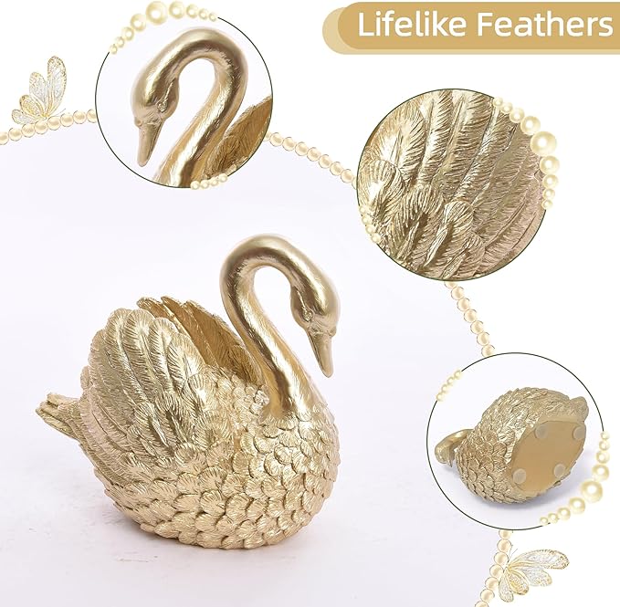 Resin Swan Book Holder Set For Home Office Desk And Bookshelf Decor