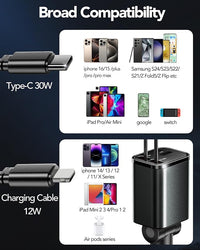 Retractable USB-C Charging Cord for Car, Tangle-Free Design