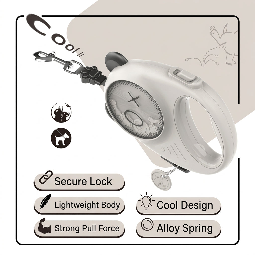 Retractable pet leash for small dogs and cats during outdoor walks