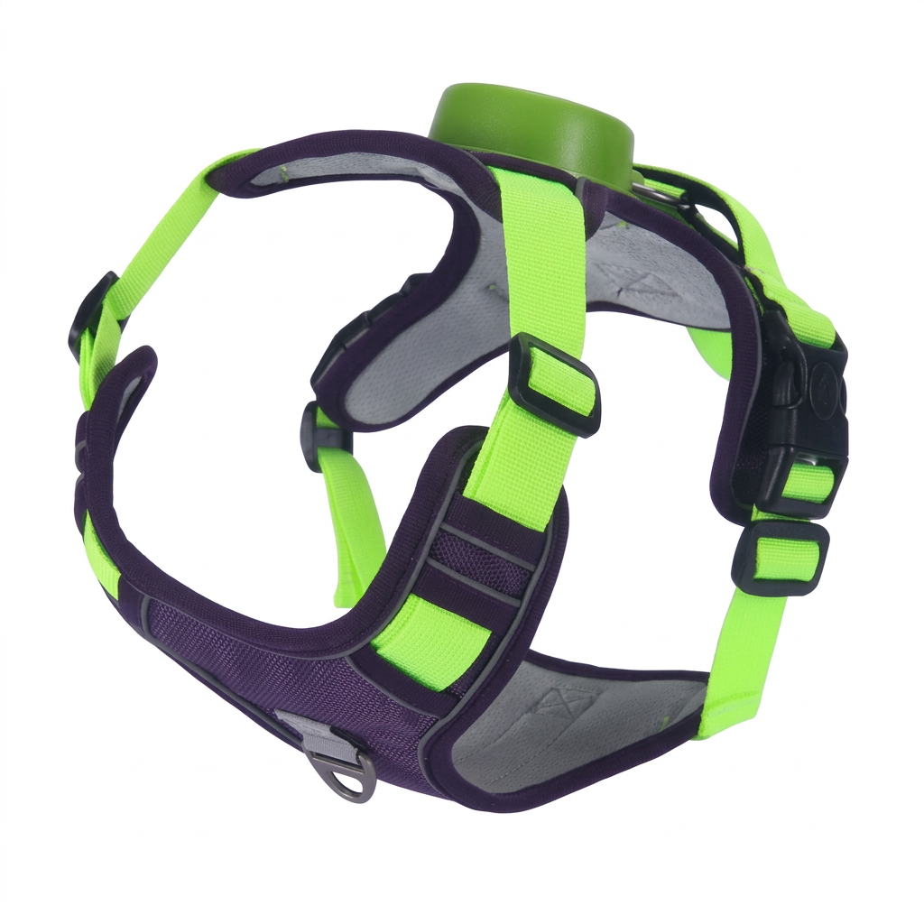 Retractable dog harness with reflective trim, adjustable straps and comfortable design for outdoor walks