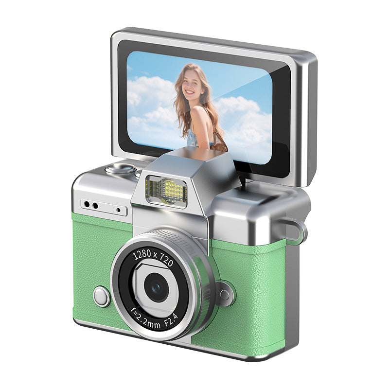 Detailed view of the camera's physical controls and metallic-style upper housing.