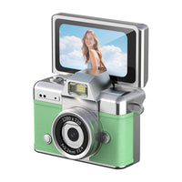 Detailed view of the camera's physical controls and metallic-style upper housing.