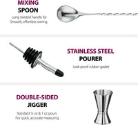 Reusable drink shaker set with coordinated mixing accessories
