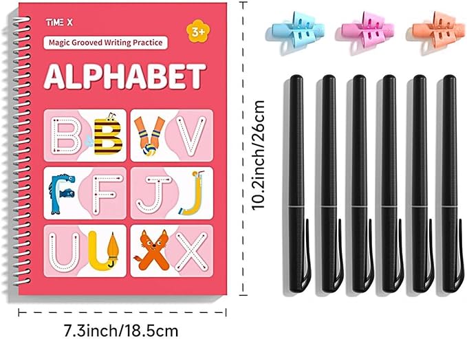Reusable handwriting copybook with 3D groove tracing design