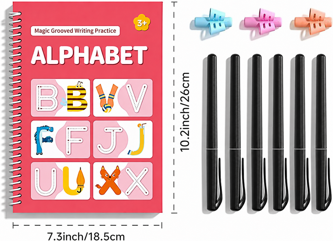 Reusable handwriting copybook with 3D groove tracing design
