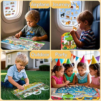 Reusable sticker books for kids 2-4 years, perfect for travel and learning