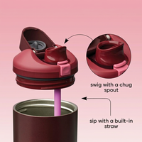 Reusable tumbler featuring a built-in drinking straw