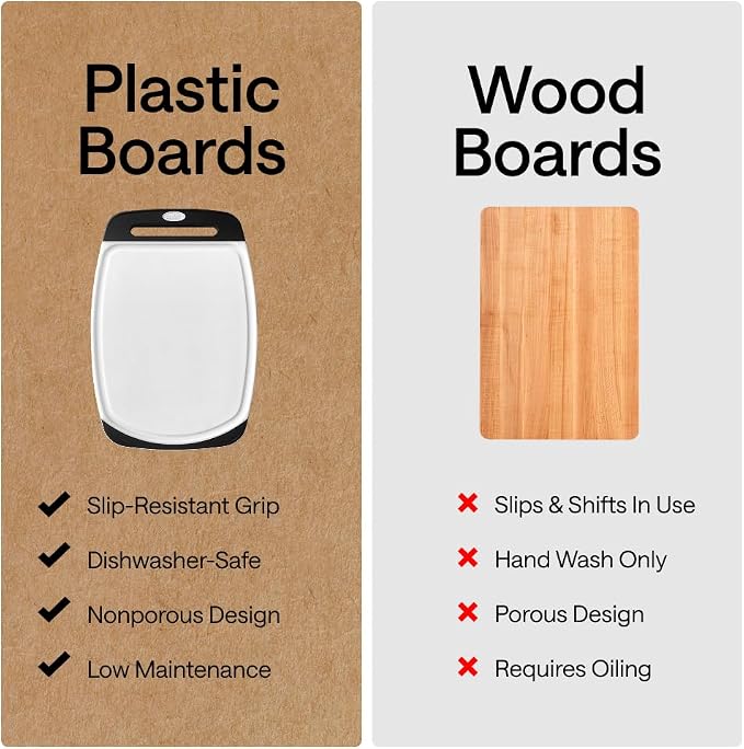 Black reversible cutting board set of three with juice grooves