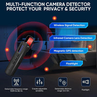 RF signal detector for finding hidden cameras and GPS tracking devices in indoor spaces