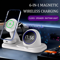 RGB light clock speaker charging station for desk setup
