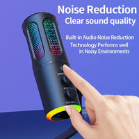 RGB USB microphone with volume control for daily voice use