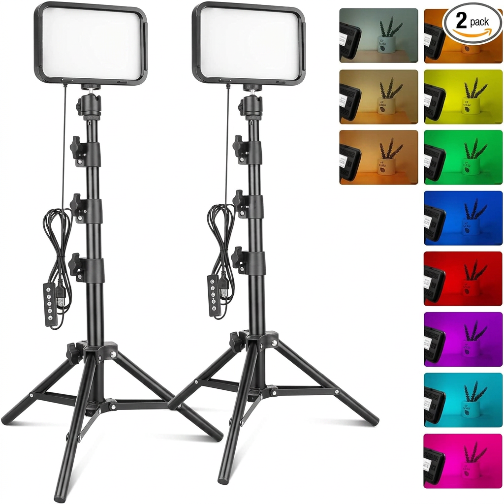 RGB video lighting kit with 16 color modes for content creation