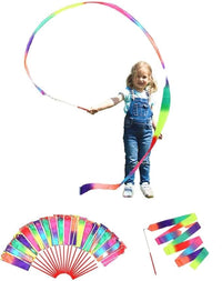 20 pack ribbon dancing wands for kids, rainbow party favors and princess supplies