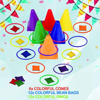 Ring toss and bean bag game for kids party