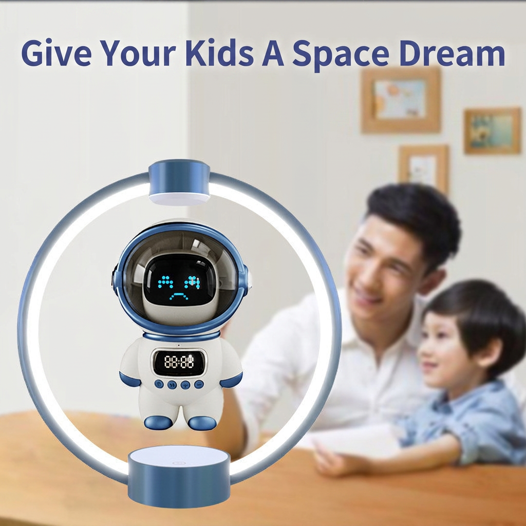 Robot-inspired Bluetooth speaker with floating display