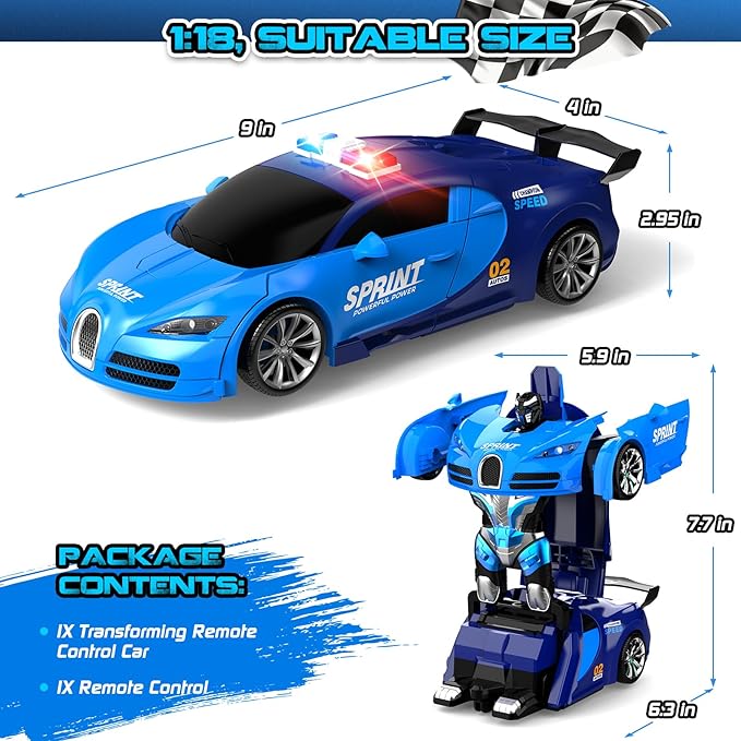 Robot car toy with 360° rotation and LED lights