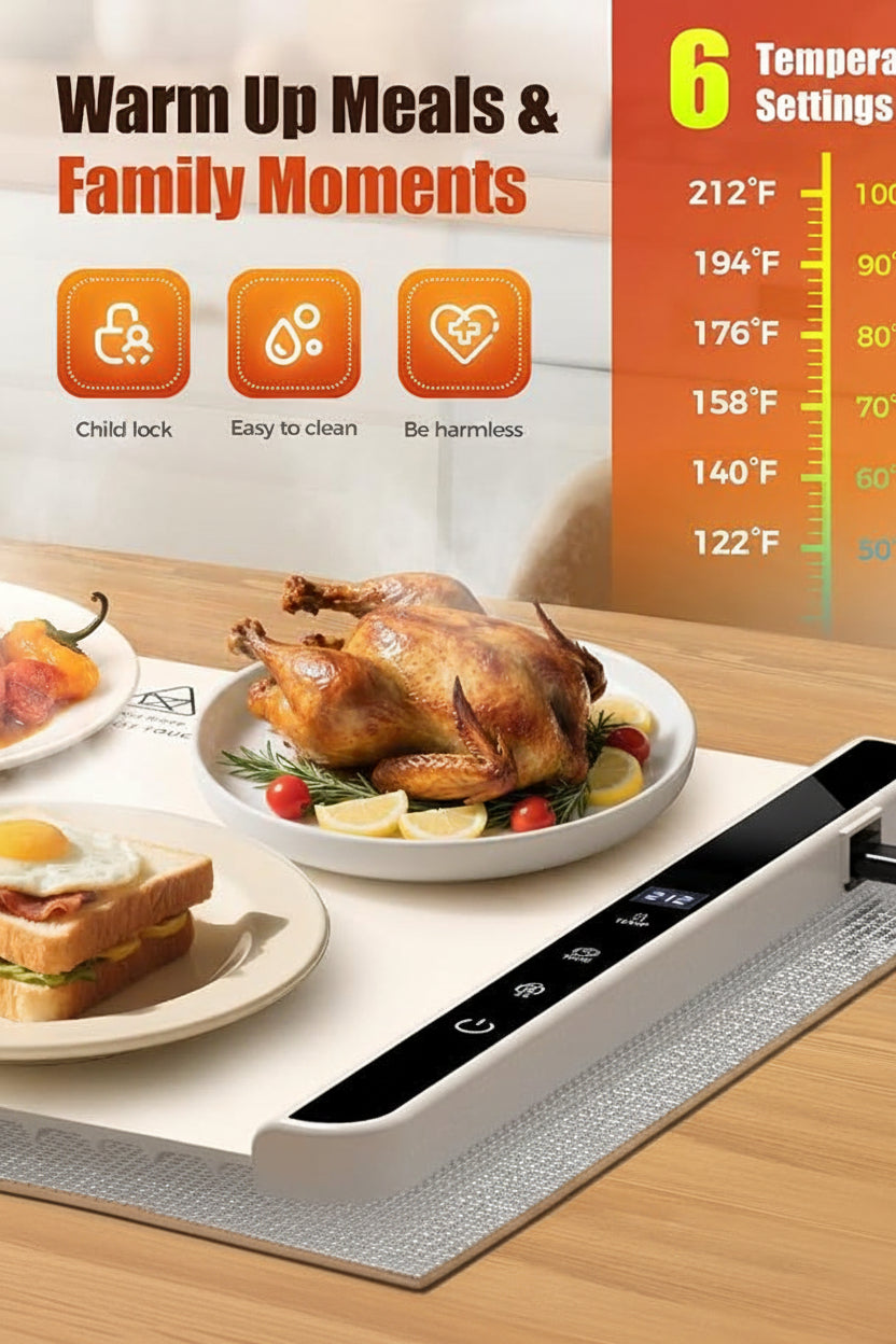 Rollable electric food warming mat for convenient storage