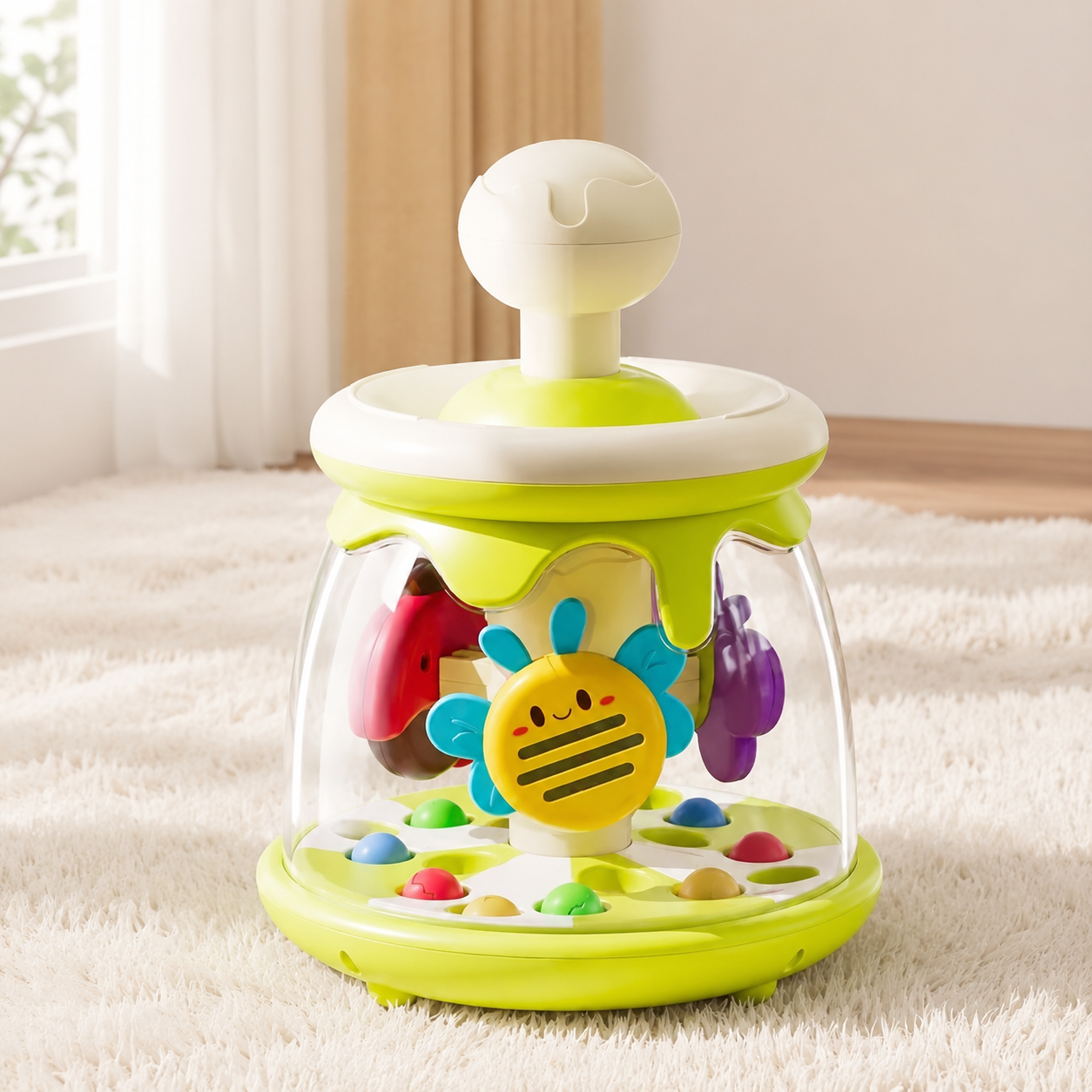 Rolling ball activity toy for infants visual tracking and focus