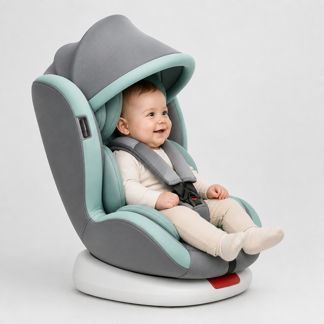 Rotating baby car seat with adjustable seating position
